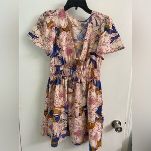 Band of The Free Floral V-Neck Cinched Waist Dress